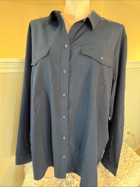 Eddie Bauer Navy Long-Sleeve Shirt Jacket